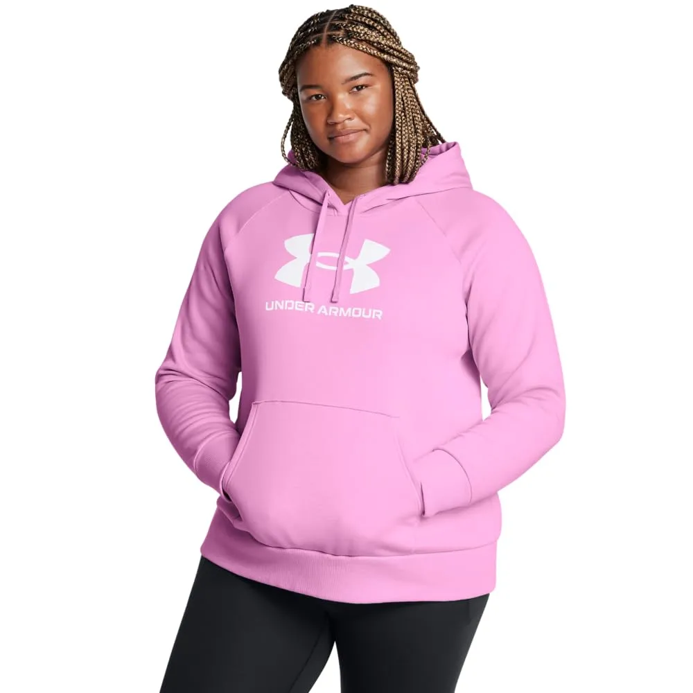 Under Armour Womens Rival Fleece Big Logo Hoodie, (001) Black / / White, Medium