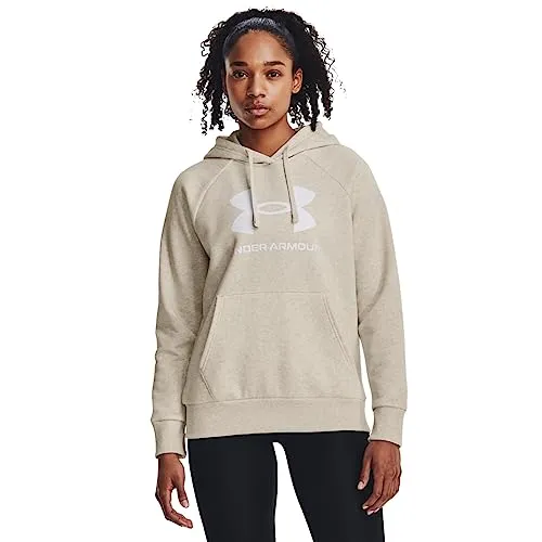 Under Armour Womens Rival Fleece Big Logo Hoodie, (001) Black / / White, Medium