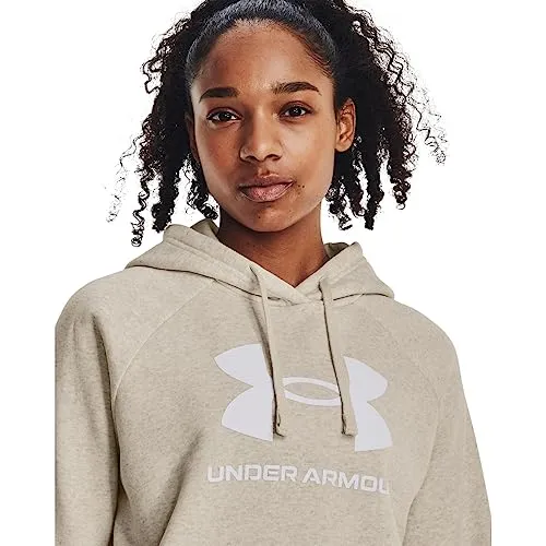 Under Armour Womens Rival Fleece Big Logo Hoodie, (001) Black / / White, Medium