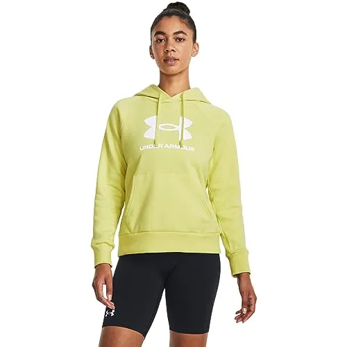 Under Armour Womens Rival Fleece Big Logo Hoodie, (001) Black / / White, Medium