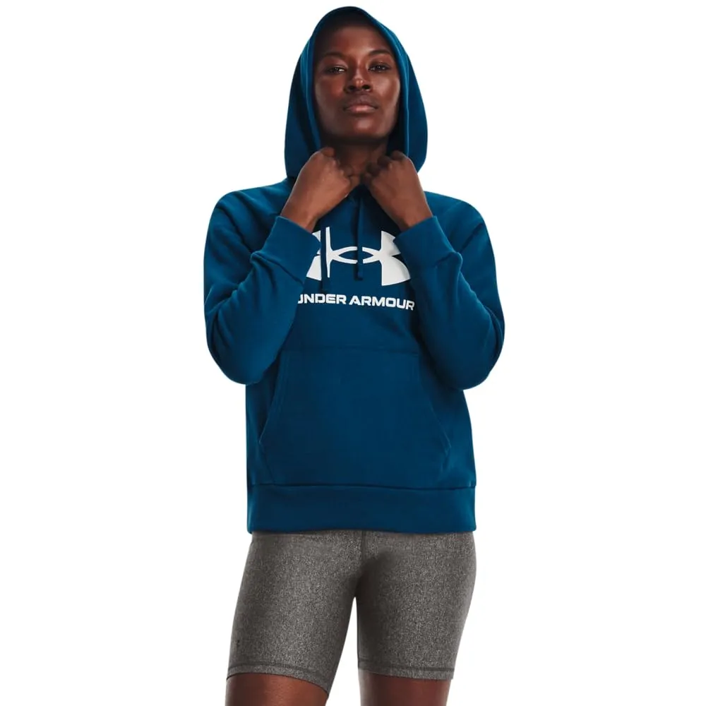 Under Armour Womens Rival Fleece Big Logo Hoodie, (001) Black / / White, Medium