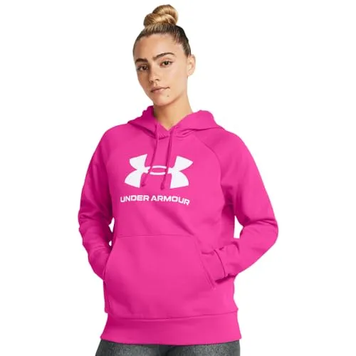 Under Armour Womens Rival Fleece Big Logo Hoodie, (001) Black / / White, Medium