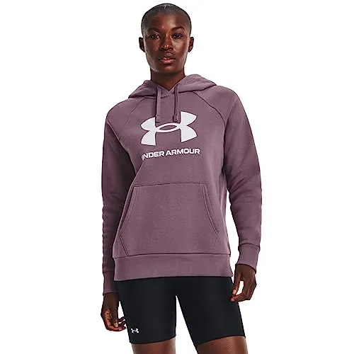 Under Armour Womens Rival Fleece Big Logo Hoodie, (001) Black / / White, Medium