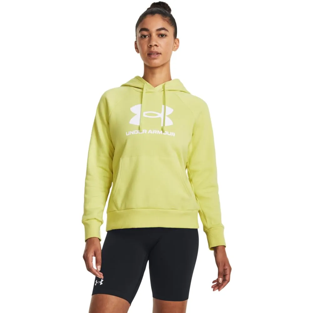 Under Armour Womens Rival Fleece Big Logo Hoodie, (001) Black / / White, Medium