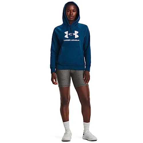 Under Armour Womens Rival Fleece Big Logo Hoodie, (001) Black / / White, Medium