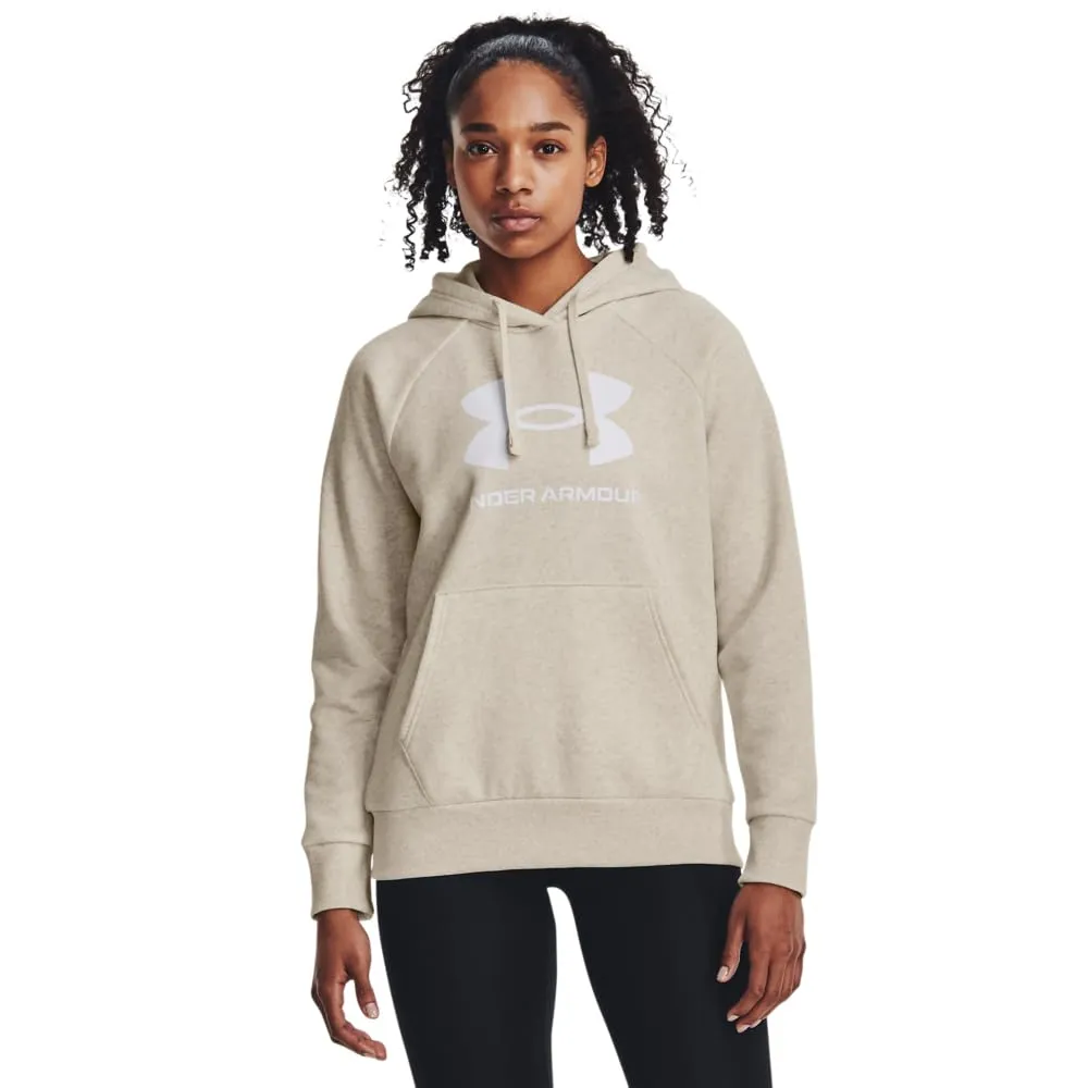 Under Armour Womens Rival Fleece Big Logo Hoodie, (001) Black / / White, Medium