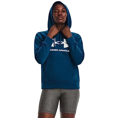Under Armour Womens Rival Fleece Big Logo Hoodie, (001) Black / / White, Medium