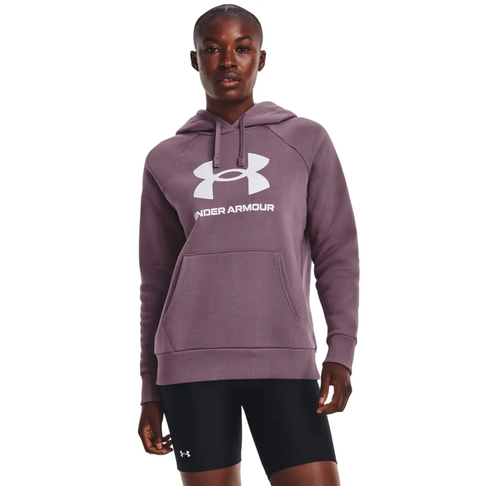 Under Armour Womens Rival Fleece Big Logo Hoodie, (001) Black / / White, Medium
