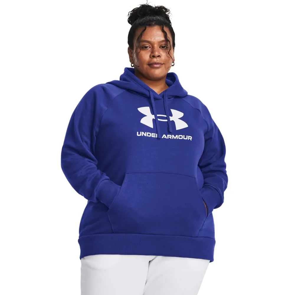 Under Armour Womens Rival Fleece Big Logo Hoodie, (001) Black / / White, Medium