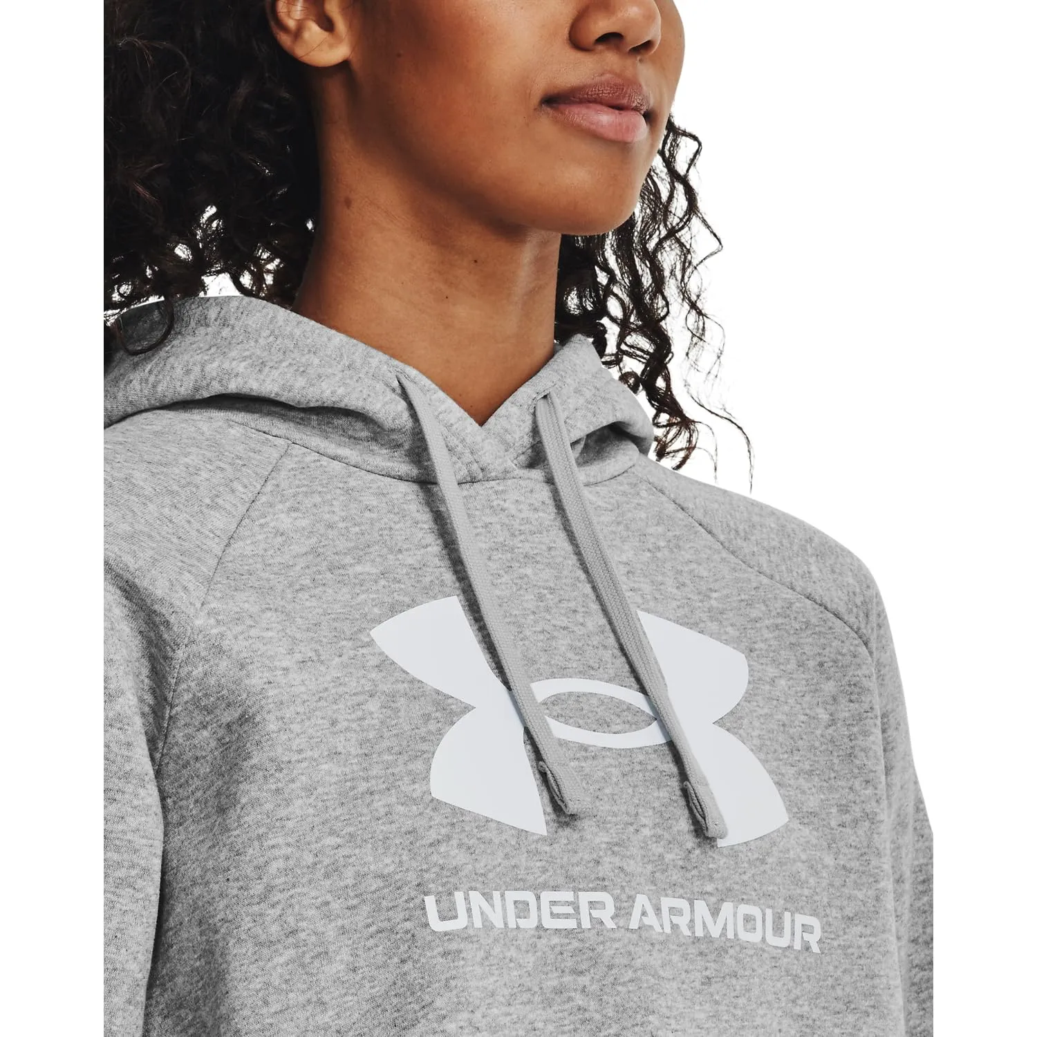 Under Armour Womens Rival Fleece Big Logo Hoodie, (001) Black / / White, Medium