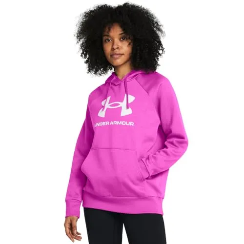 Under Armour Womens Rival Fleece Big Logo Hoodie, (001) Black / / White, Medium