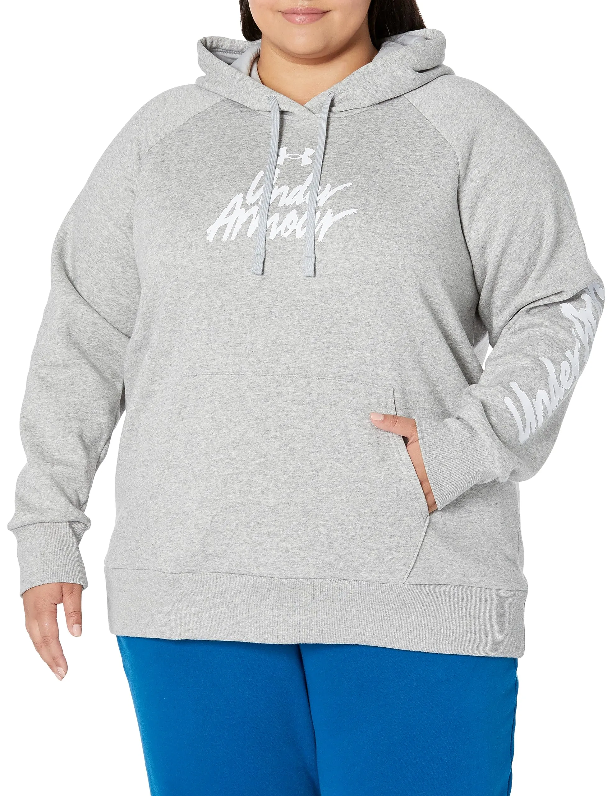 Under Armour Womens Rival Fleece Big Logo Hoodie, (001) Black / / White, Medium