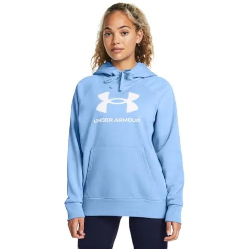 Under Armour Womens Rival Fleece Big Logo Hoodie, (001) Black / / White, Medium