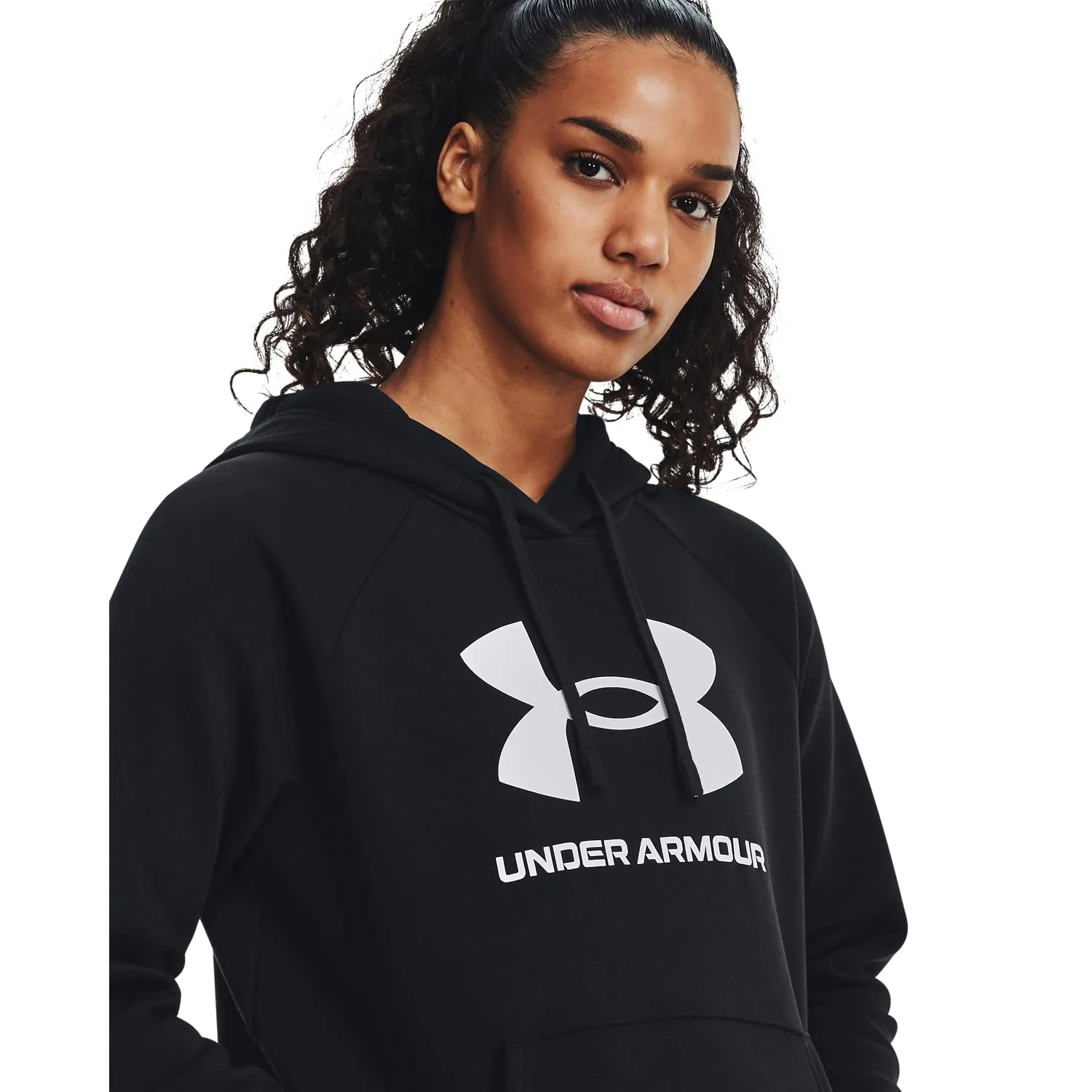 Under Armour Womens Rival Fleece Big Logo Hoodie, (001) Black / / White, Medium