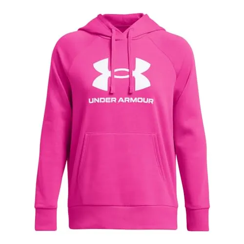 Under Armour Womens Rival Fleece Big Logo Hoodie, (001) Black / / White, Medium