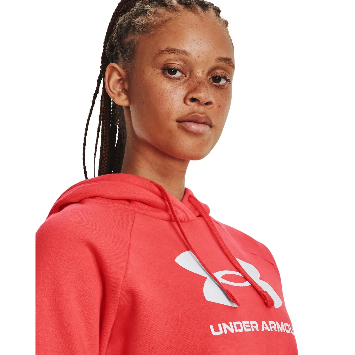 Under Armour Womens Rival Fleece Big Logo Hoodie, (001) Black / / White, Medium