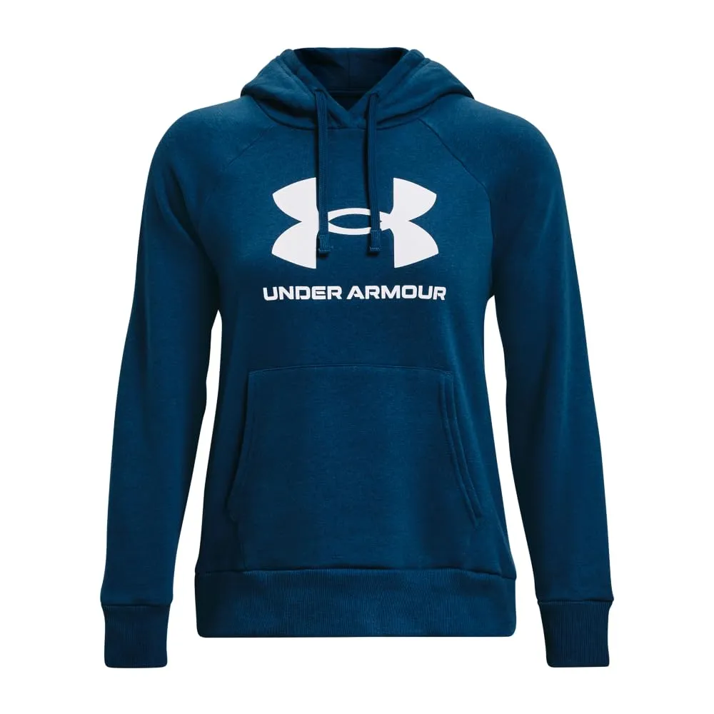 Under Armour Womens Rival Fleece Big Logo Hoodie, (001) Black / / White, Medium