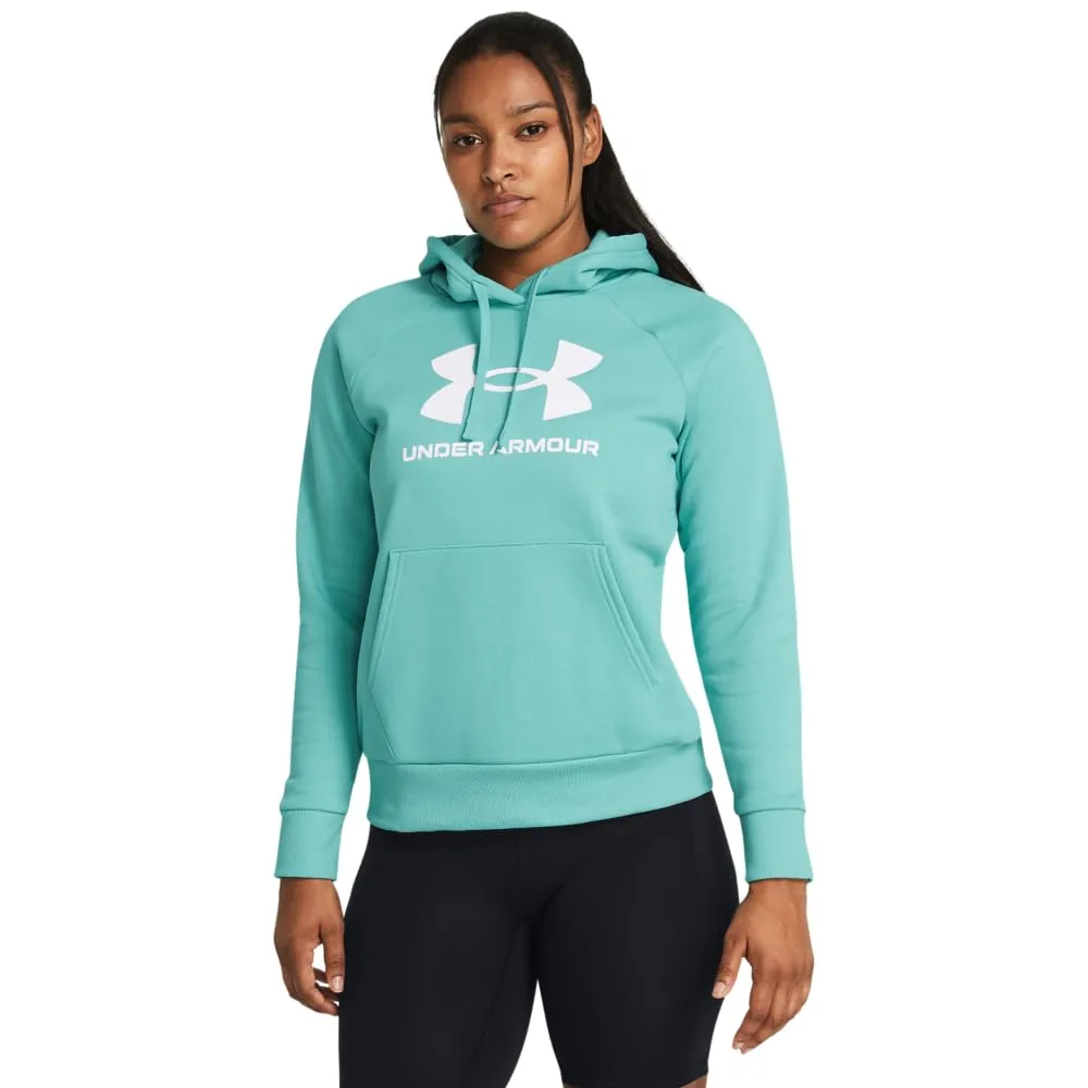 Under Armour Womens Rival Fleece Big Logo Hoodie, (001) Black / / White, Medium