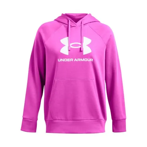 Under Armour Womens Rival Fleece Big Logo Hoodie, (001) Black / / White, Medium
