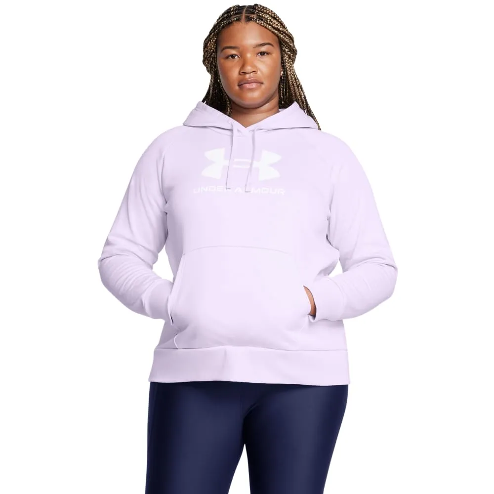 Under Armour Womens Rival Fleece Big Logo Hoodie, (001) Black / / White, Medium