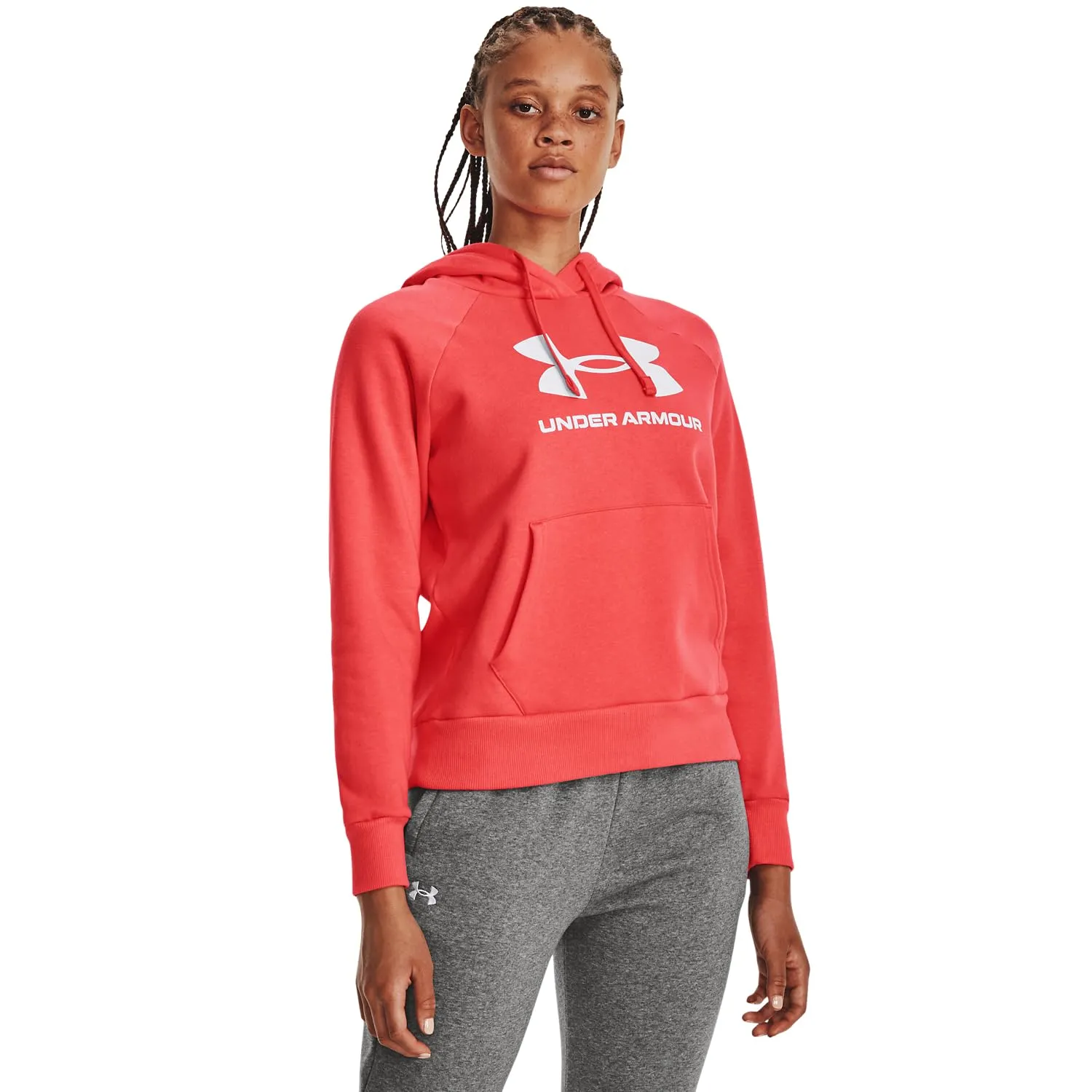 Under Armour Womens Rival Fleece Big Logo Hoodie, (001) Black / / White, Medium