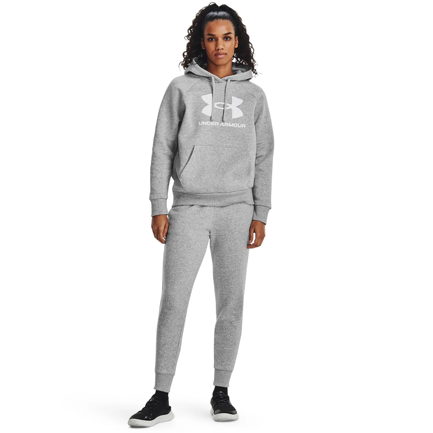 Under Armour Womens Rival Fleece Big Logo Hoodie, (001) Black / / White, Medium