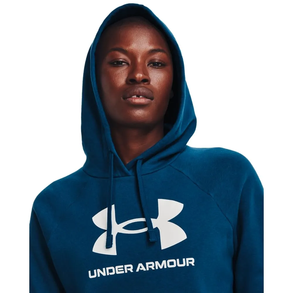 Under Armour Womens Rival Fleece Big Logo Hoodie, (001) Black / / White, Medium