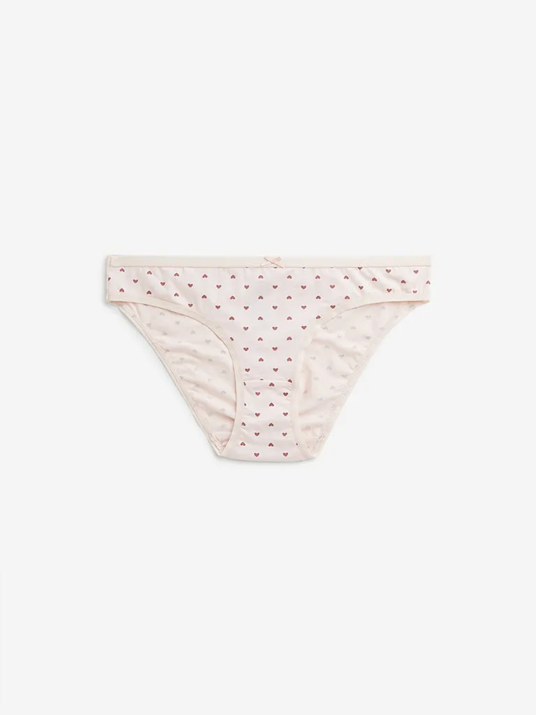 Wunderlove Peach Bikini Cotton Blend Briefs - Pack of 3