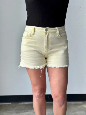Yellow 80's Acid Washed Mom Shorts